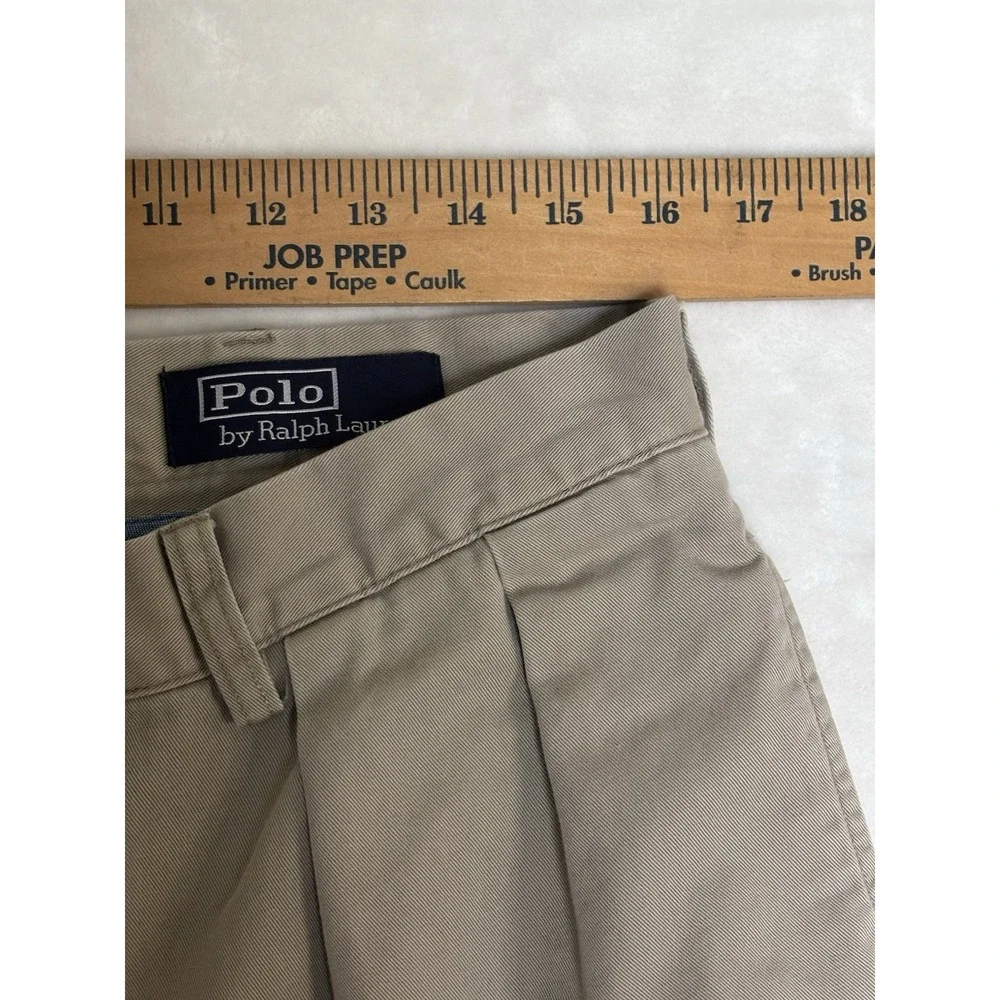 Polo Ralph Lauren Chino Shorts Men 34 Pleated Classic Fit Tan Khaki Grandpa Core